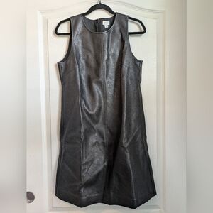 Black faux leather shift dress